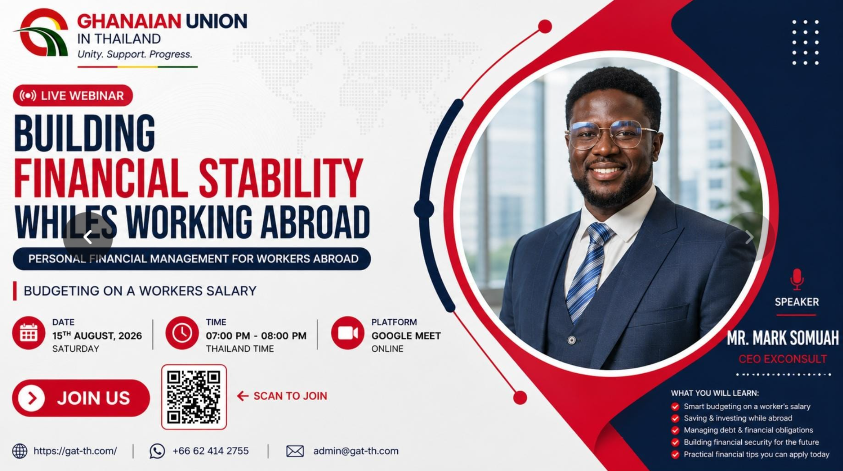 Ghanaian Union in Thailand to Host Financial Stability Webinar for Workers Abroad