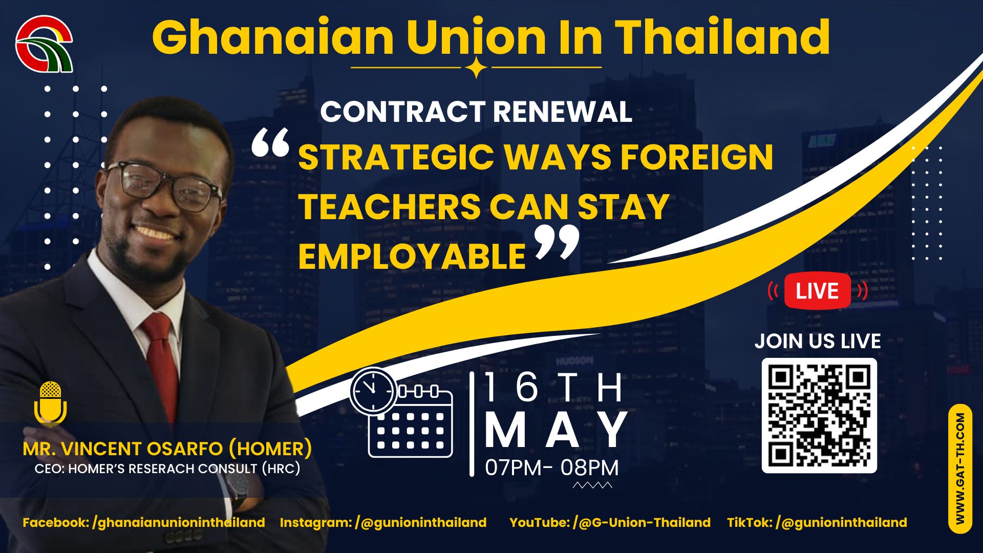 Ghanaian Union in Thailand to Host Webinar on Contract Renewal and Long-Term Employability for Foreign Teachers